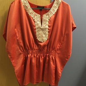 peach blouse