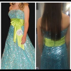 Aqua/lime Pageant or Prom Gown