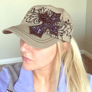 Charming Charlie Cross Bling Hat