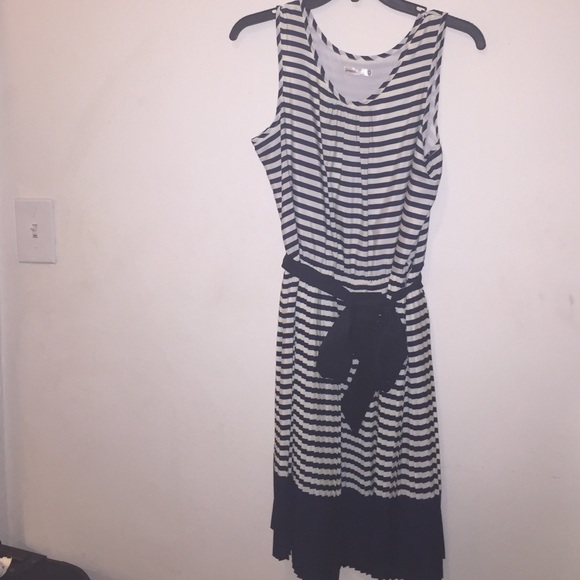Lavand sleeveless striped fit and flare dress