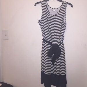 Lavand sleeveless striped fit and flare dress