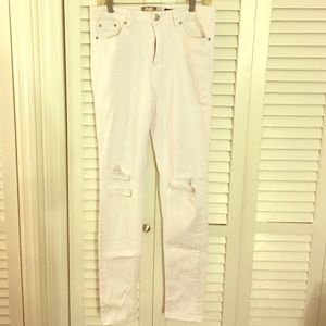 Ripped white high waisted skinny jeans