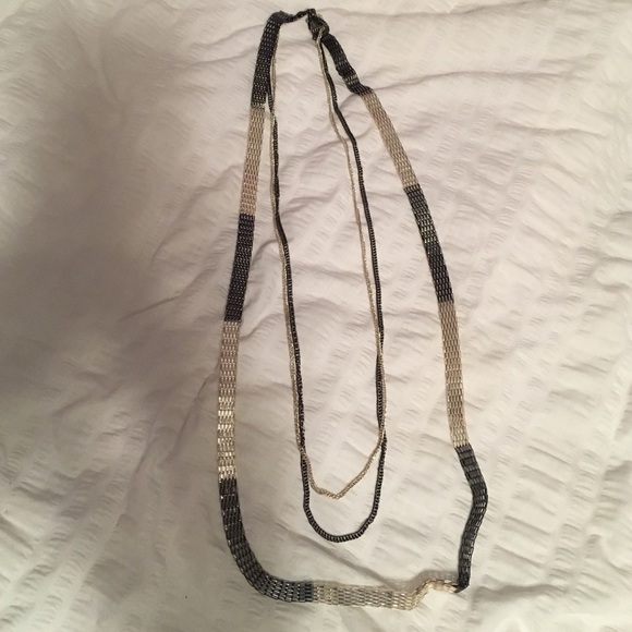 Silver and black necklace