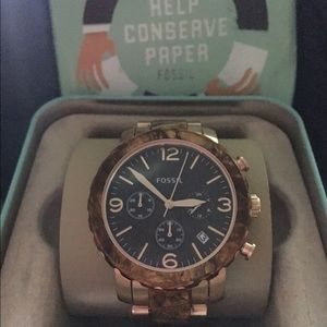 ⌚️ Authentic Fossil RoseGold w/ Woodgrain ⌚️