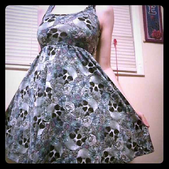 Hot Topic Dresses & Skirts - Rose and Skull Skater Dress