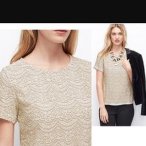 Ann Taylor Petite Gold Short Sleeve Top