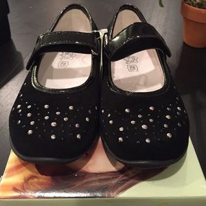 Black Suede Mary Jane with metal embellishments