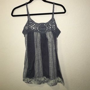 Grey and White Crochet Tank Top
