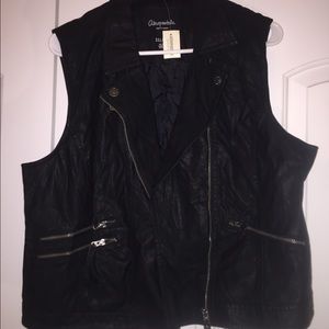 Black leather vest