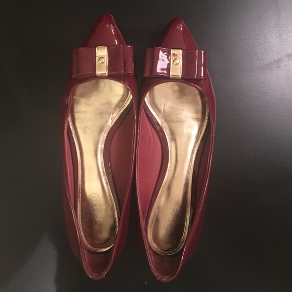Coach patent leather bow flats