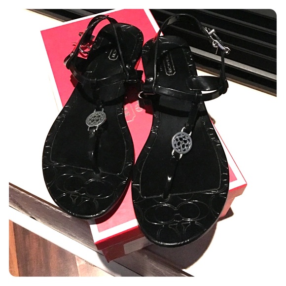 SOLD! coach black pansy jelly sandals size 7!