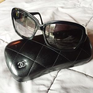 Chanel luxottica sunglasses black + white