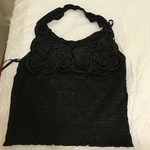 Black Top with flower patterns