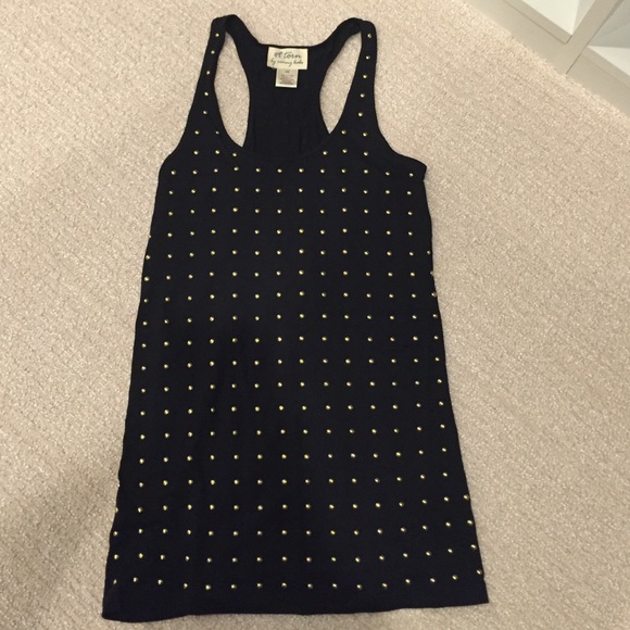 Black racer back tank with gold studs