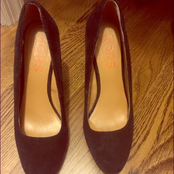 Michael Kors black suede funky wedges