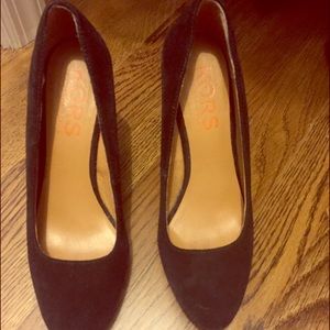 Michael Kors black suede funky wedges