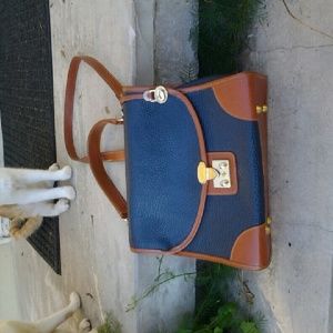 Blue and tan  purse.