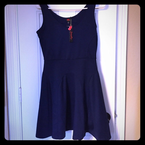 Navy blue fit and flare dress