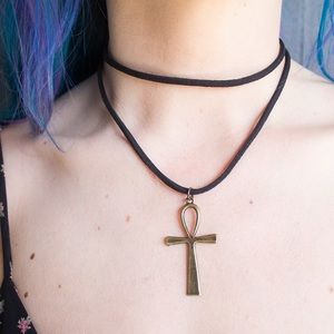 90s inspired Vegan Suede Ankh Wrap Choker ✌🏽️✨