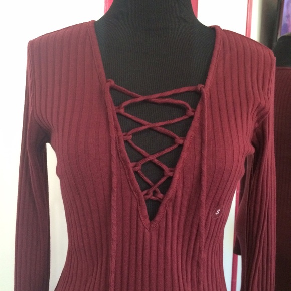 Ribbed Lace Up Dress