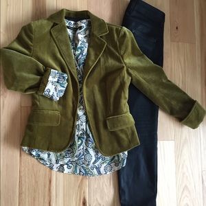 On trend Jcrew velvet jacket.