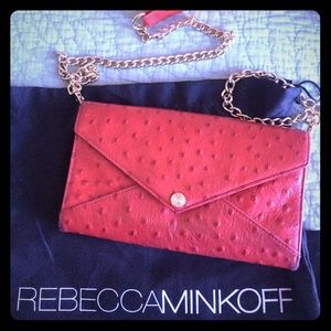 Rebecca Minkoff Red Ostrich Wallet on a Chain