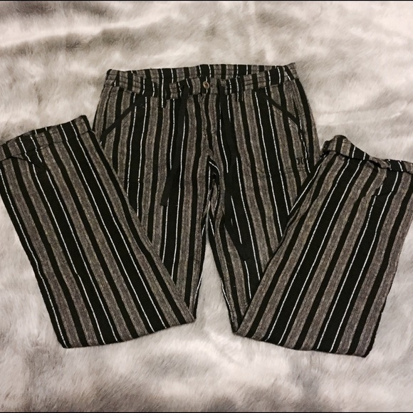 Hurley Black Striped Linen Beach Pants Size 3