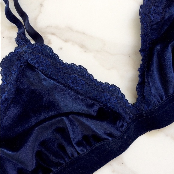 Midnight Blue Velveteen Bralette - Picture 2 of 5