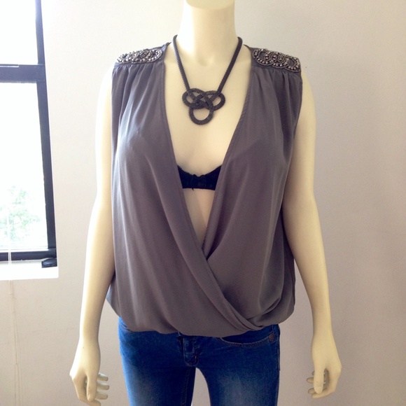NWOT Beaded Cap Sleeve Top