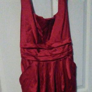 Red satin dress