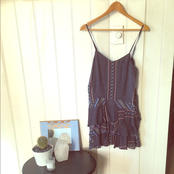 Derek Lam 10 Crosby Blue ruffled skirt tank dress