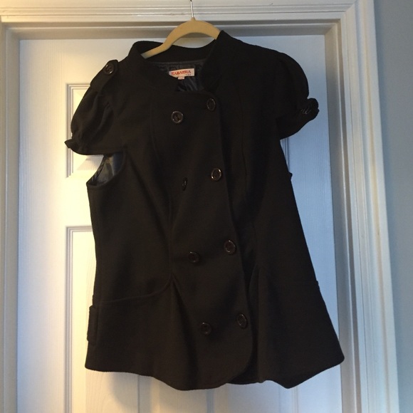 Short sleeve black pea coat