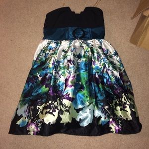 Blue floral homecoming dress