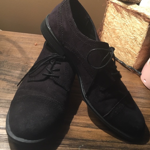 Black Faux Suede Oxfords