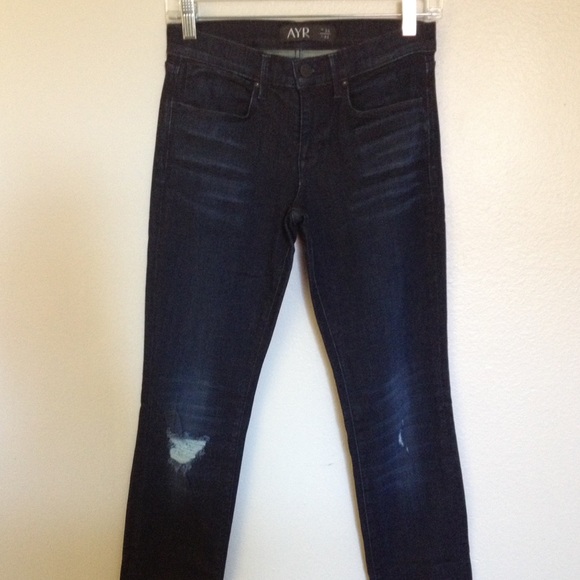 AYR Dark Blue Distressed Skinny Jeans