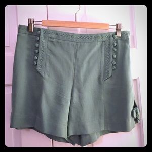 Tailored sage green high waisted shorts