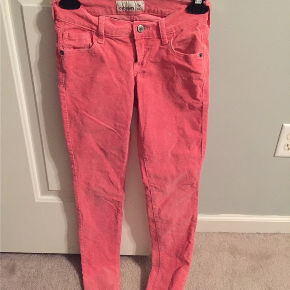 Old Navy Pink corduroy and blue polka dot jeans