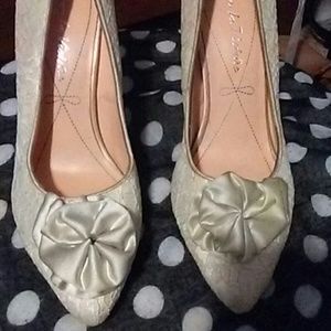 Cream lace heels