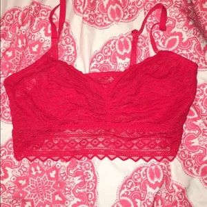 Red limited edition pink bralette and panties