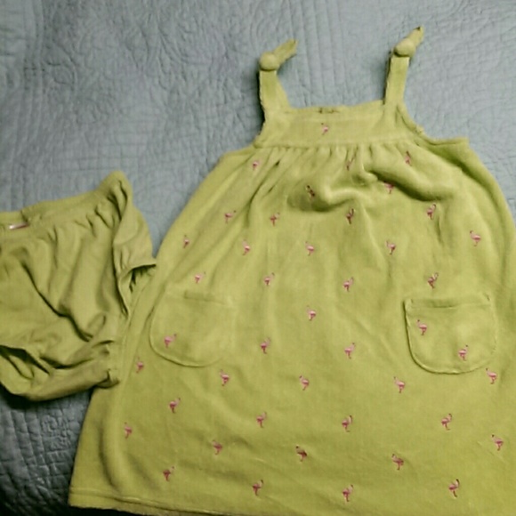 Toddler Girls Lime Green Dress with Bloomers