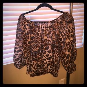 Off The Shoulder Cheetah Top Size Small