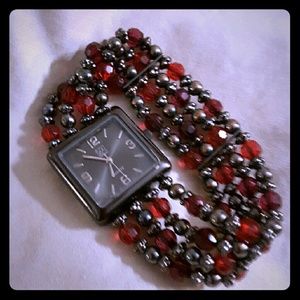 Beaded watch bracelet