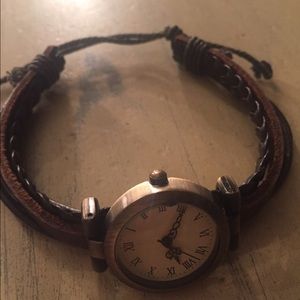 Brown leather wrap watch