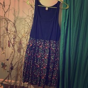 Navy and Flowered Tank Dress