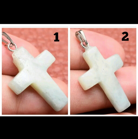 🎁SALE Jasper & Amazonite 18k Gold Cross Pendant - Picture 2 of 4