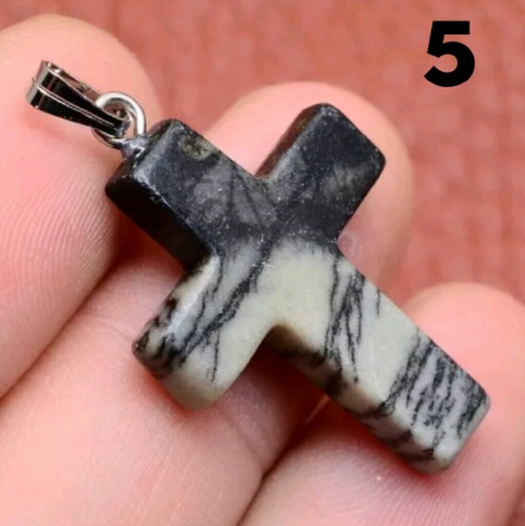 🎁SALE Jasper & Amazonite 18k Gold Cross Pendant - Picture 4 of 4