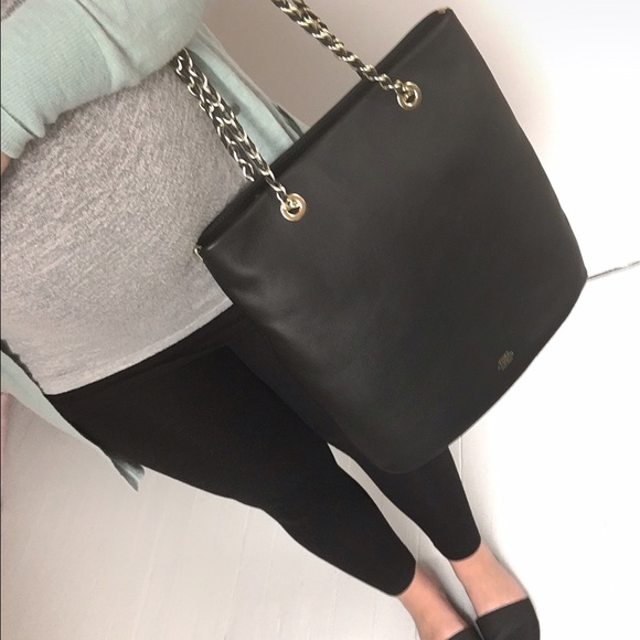 Vince Camuto black leather tote