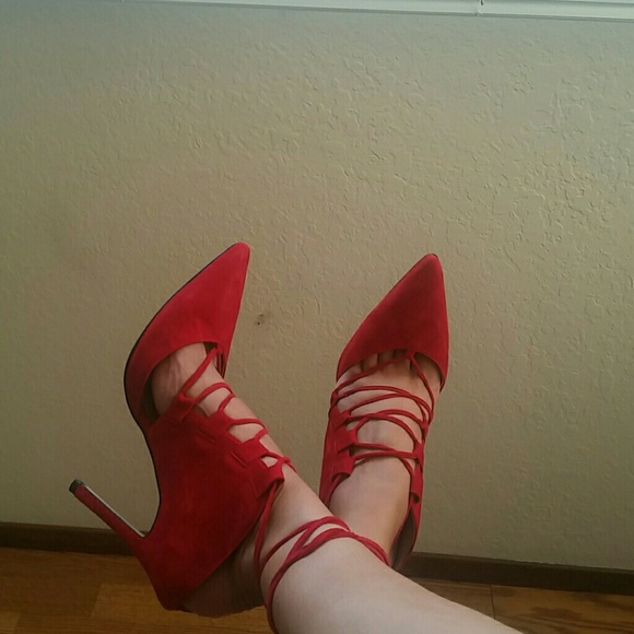 Topshop red suede heels