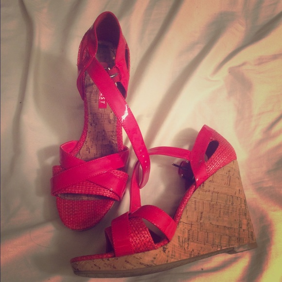 Red Cork Wedges- Nine West