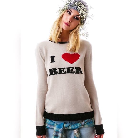 NWT For Love & Lemons I Heart Beer Sweater